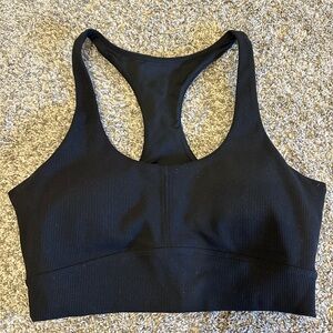 Zella Black Ribbed Racerback Sports Bra